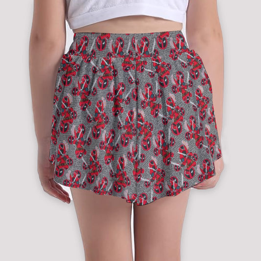 Superhero Stitch - Red Masked Hero - Girls’ Flowy Pocket Shorts