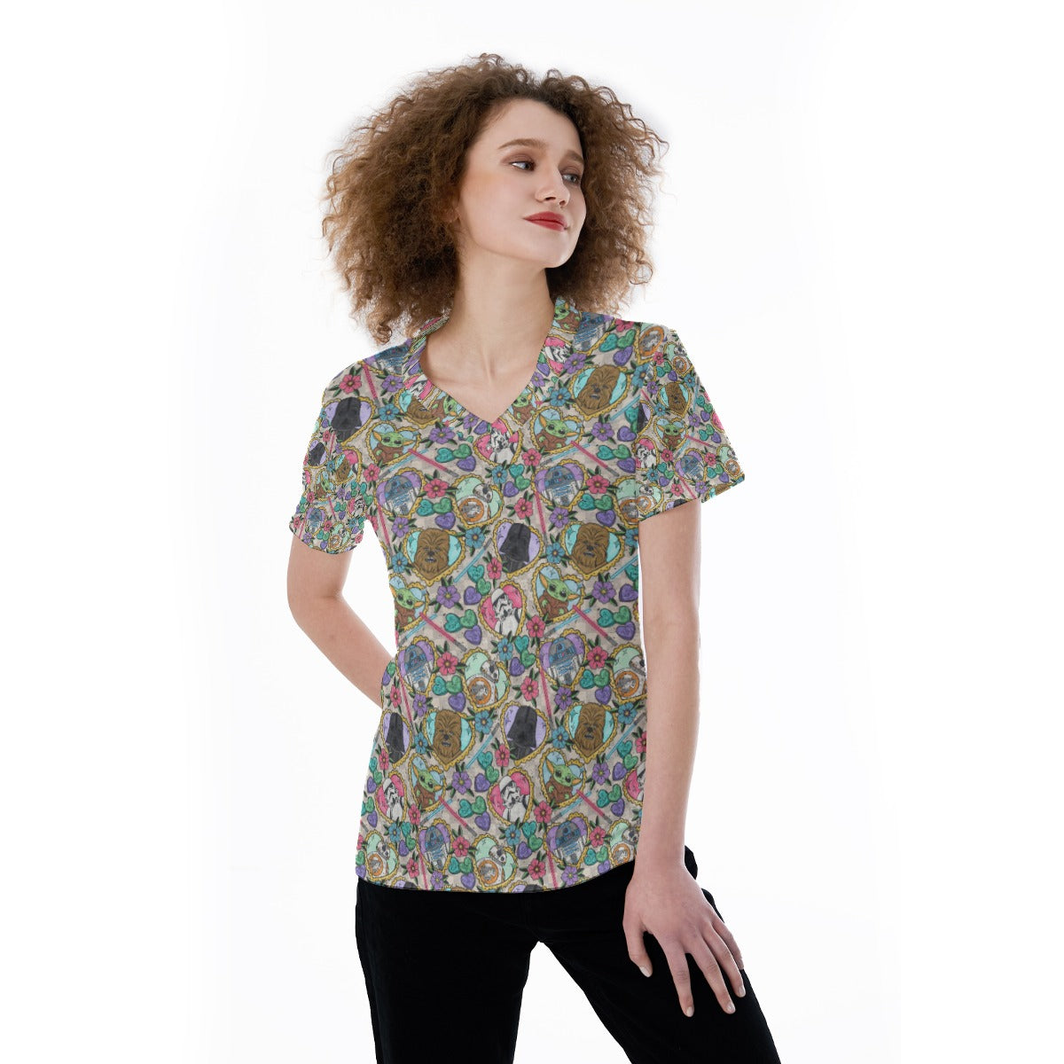 Tattoo Hearts Galactic Legends - Women's Short Sleeve V-Neck T-Shirt
