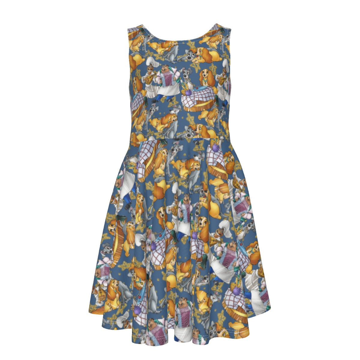 Puppy Love Sketchched - Kid's Sleeveless Skater Dress