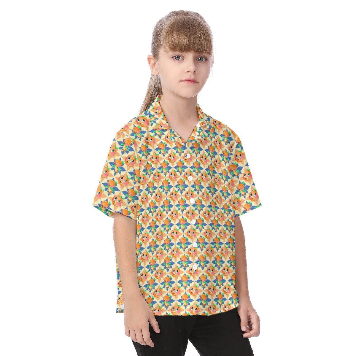 Retro Citrus Play - Kid's Hawaiian Button Up Shirt