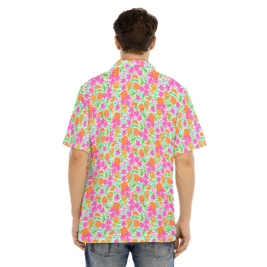 Tropical Citrus Bloom - Men's Hawaiian Button Up Shirt