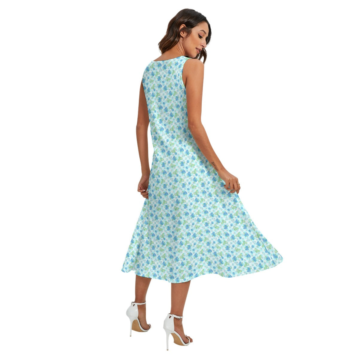 Summer Fruits - Blueberry - Women’s Diagonal Pocket Midi Dress