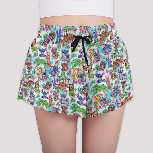 Bright Island Chaos Hand Drawn - Girls’ Flowy Pocket Shorts