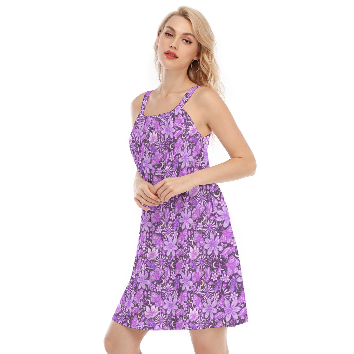 Purple Crystal Moths - Women’s Adjustable Sundress