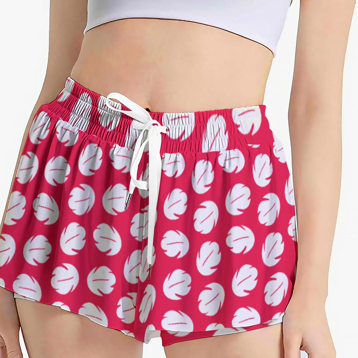 Island Leaf Print - Women's Flowy Pocket Shorts