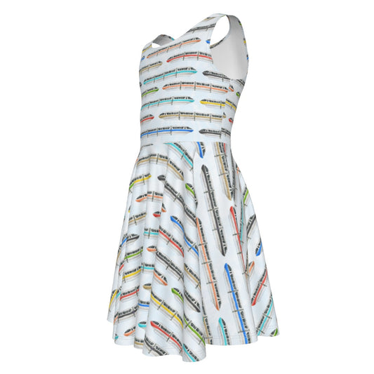 Monorail Rainbow Express - Kid's Sleeveless Skater Dress