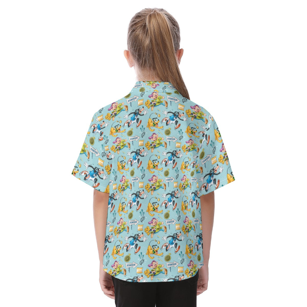 Cheerful Race Day Dashers - Kid's Hawaiian Button Up Shirt