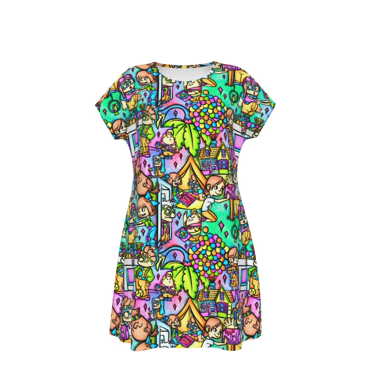 Balloon House Adventure Scenes - Women's T-Shirt Dress