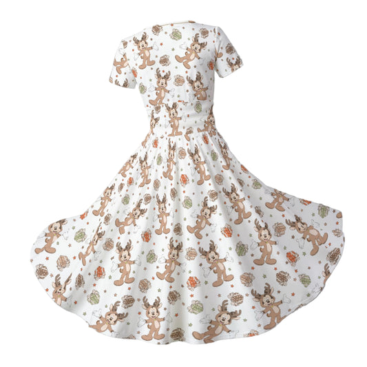 Reindeer Onesie Cheer - Women's V-Neck Ruched Midi Dress