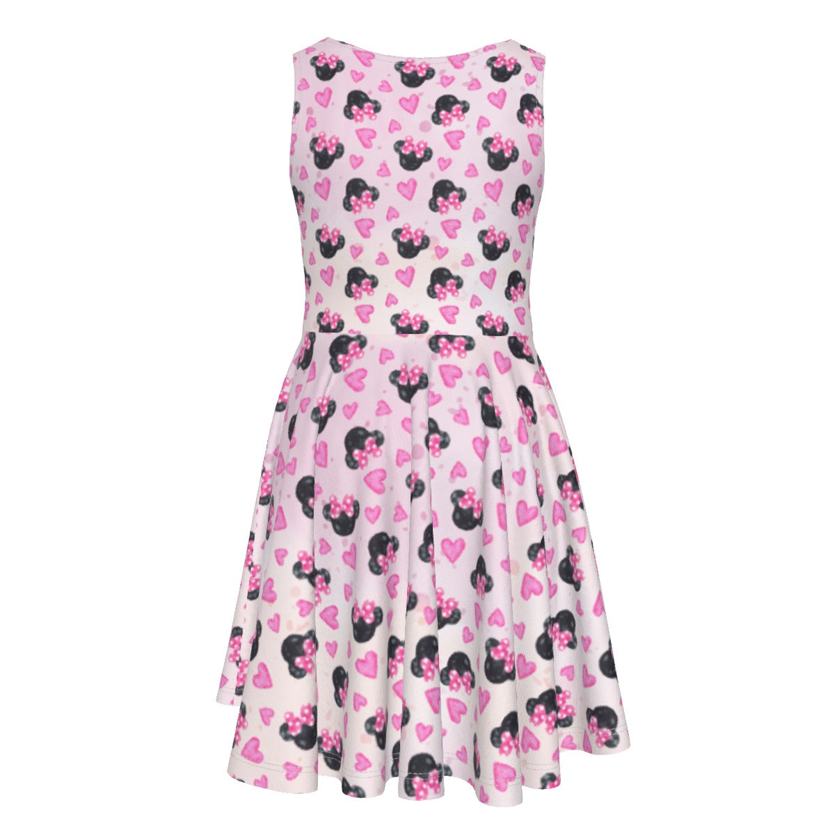 Watercolor Pink Bow Mouse Ears - Kid's Sleeveless Skater Dress