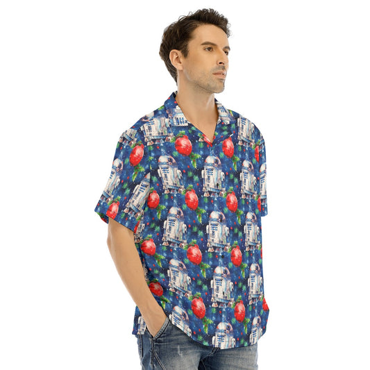 Little Blue Christmas Droid - Men's Hawaiian Button Up Shirt
