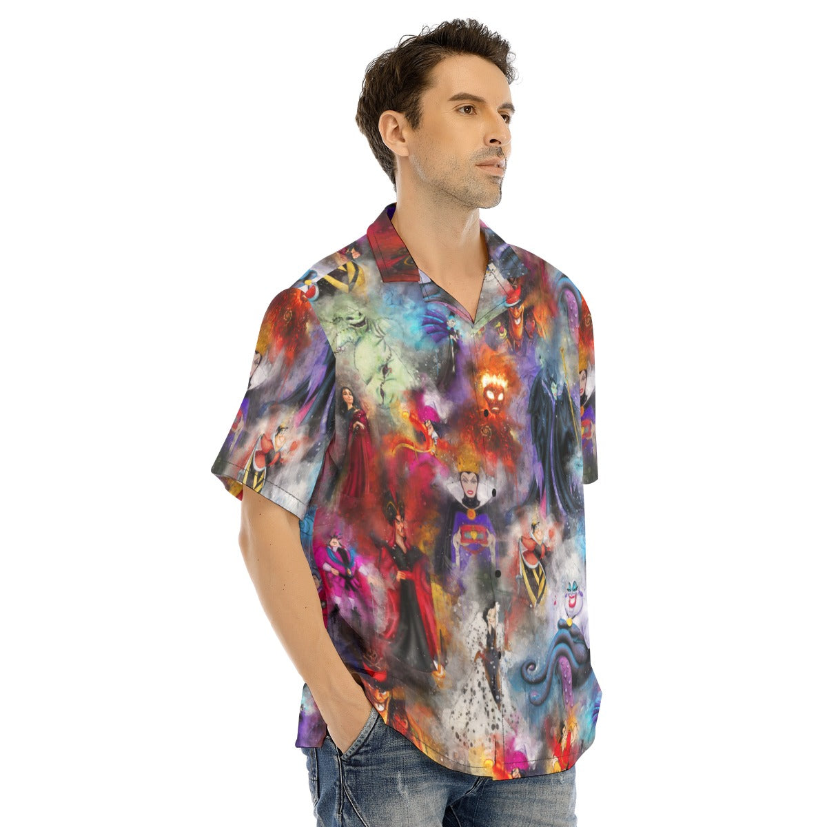 Watercolor Wicked Villains - Men's Hawaiian Button Up Shirt
