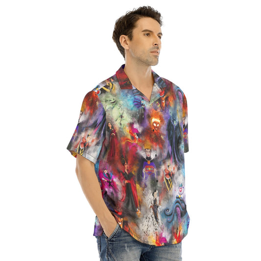 Watercolor Wicked Villains - Men's Hawaiian Button Up Shirt