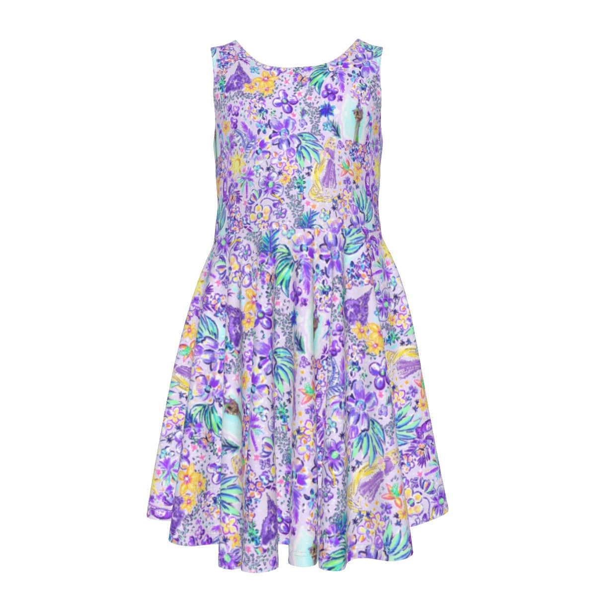 Bright Tropical Princess - Tower Light Festival - Kid's Sleeveless Skater Dress