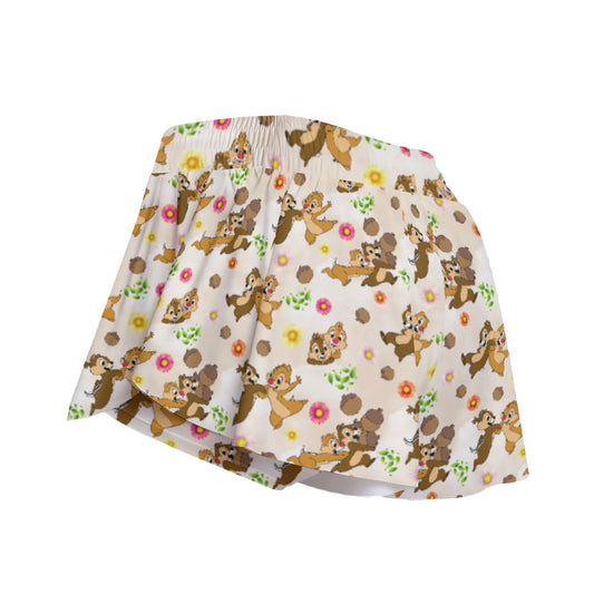 Cheeky Chipmunk Duo - Women's Flowy Pocket Shorts