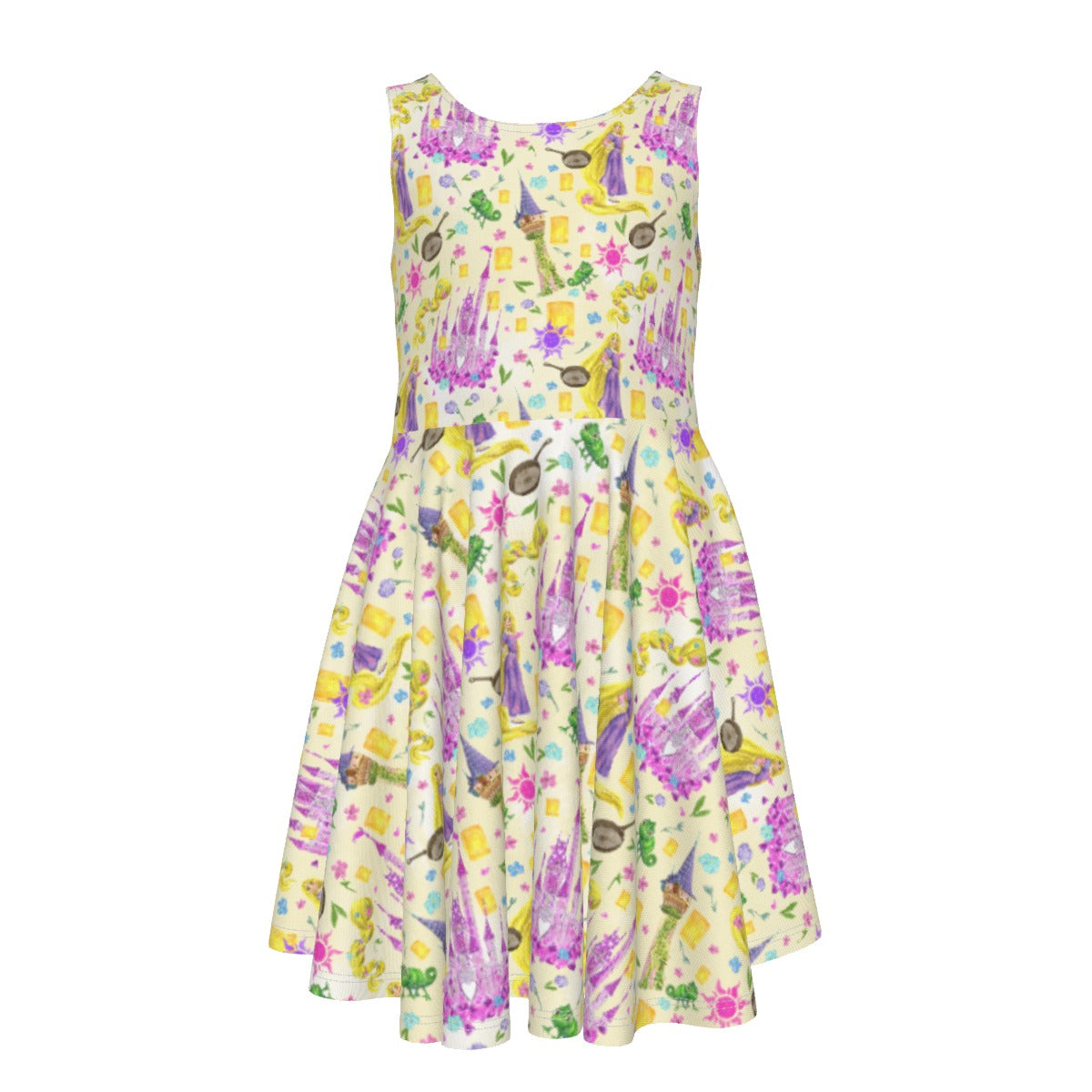 Watercolor Golden Hair Kingdom- Kid's Sleeveless Skater Dress