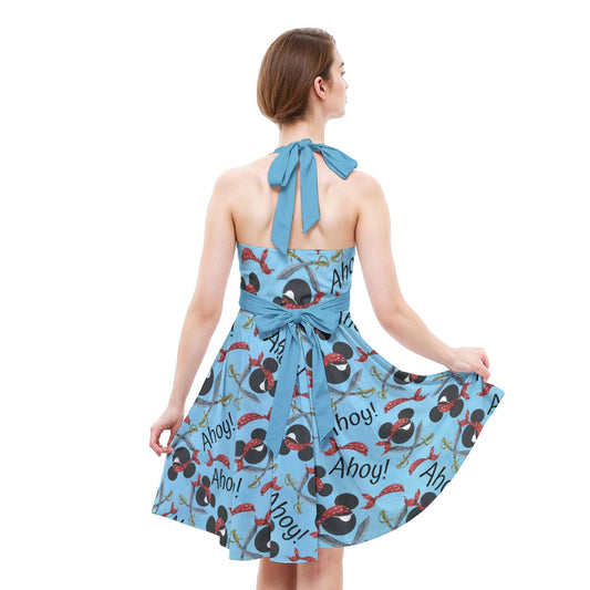 Pirate Mouse Ahoy! - Women's Halter Vintage Pocket Dress