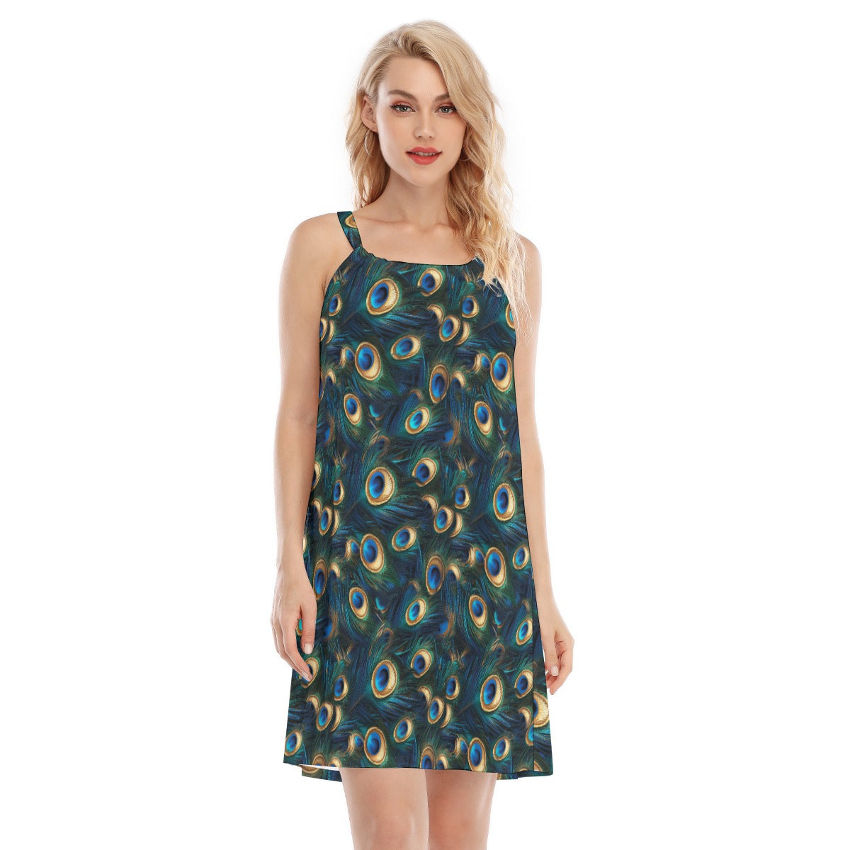 Animal Print - Peacock - Women’s Adjustable Sundress