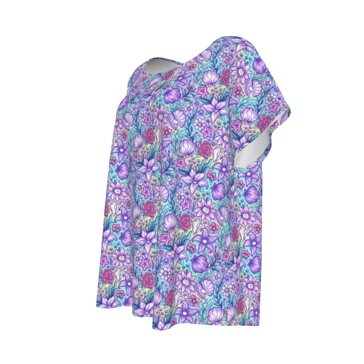 Fairytale Florals – Mermaid Princess - Women’s Relaxed Fit Scoop Tee