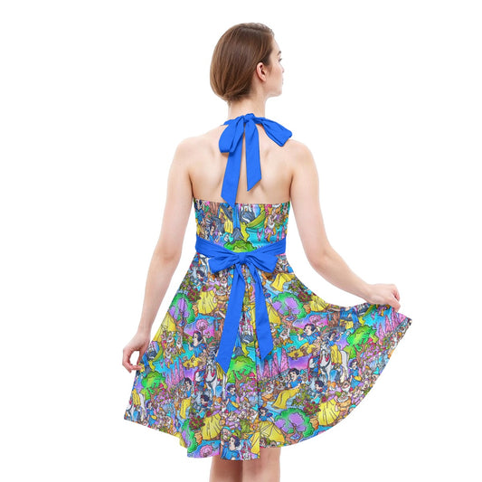 Fairest Princess Storybook Scenes - Women's Halter Vintage Pocket Dress