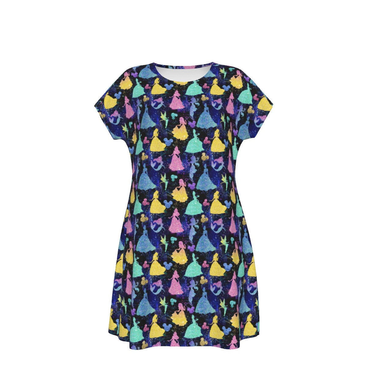 Princess Glitter Silhouettes - Women's T-Shirt Dress