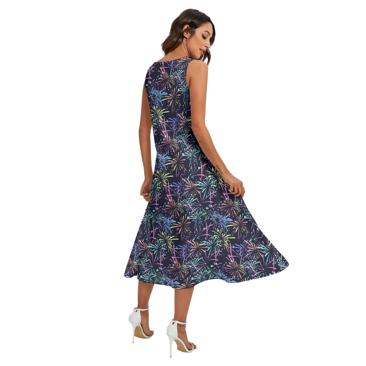 Fireworks - Women’s Diagonal Pocket Midi Dress