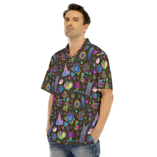 Main Street Neon Parade - Men's Hawaiian Button Up Shirt