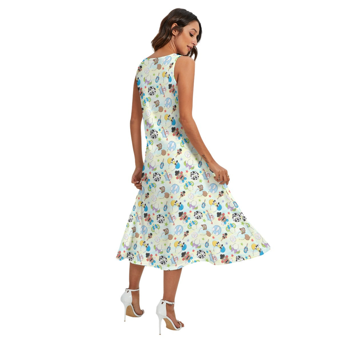 Playful Toy Style Icons - Women’s Diagonal Pocket Midi Dress