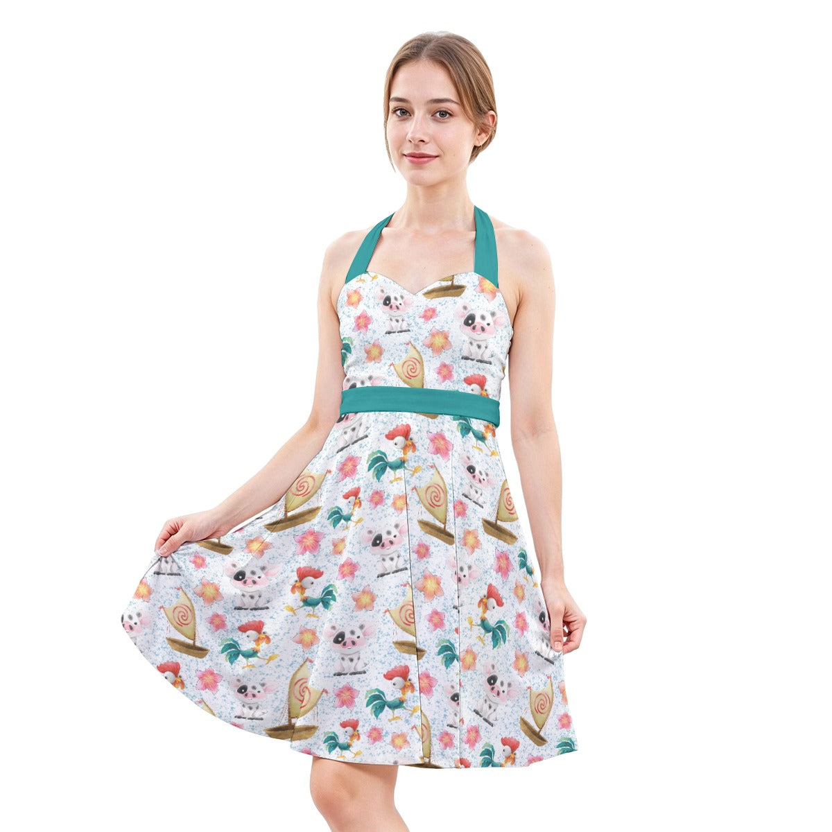 Island Pig & Rooster Duo - Women's Halter Vintage Pocket Dress