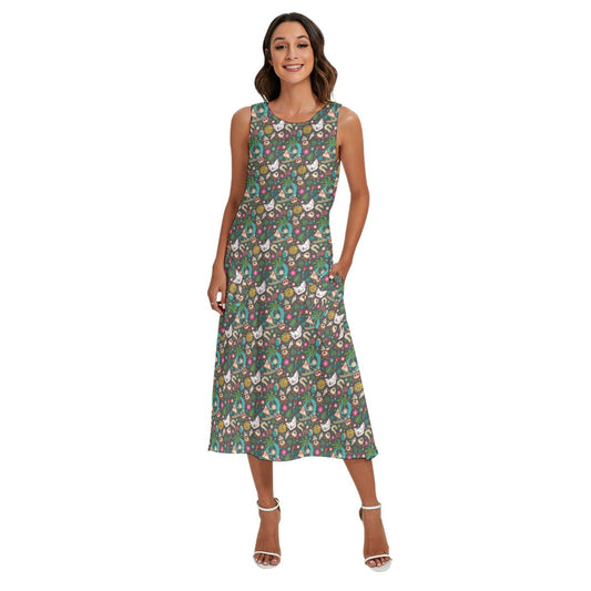 Polynesian Princess Icons - Women’s Diagonal Pocket Midi Dress