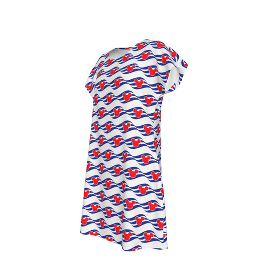 Nautical Cruise Logo Print - Women's T-Shirt Dress