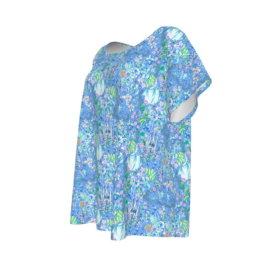 Bright Tropical Princess - Royal Beach Day - Women’s Relaxed Fit Scoop Tee