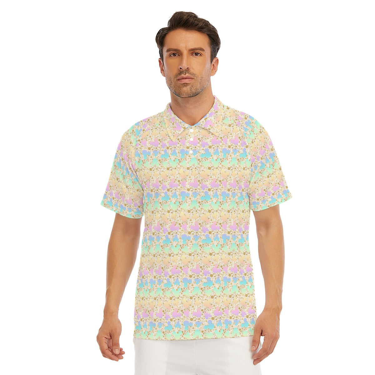 Gold Dot Rainbow Mouse Ears Castle - Men's Polo Shirt