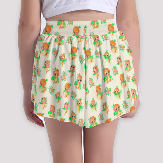 Citrus Charm Bird - Girls’ Flowy Pocket Shorts