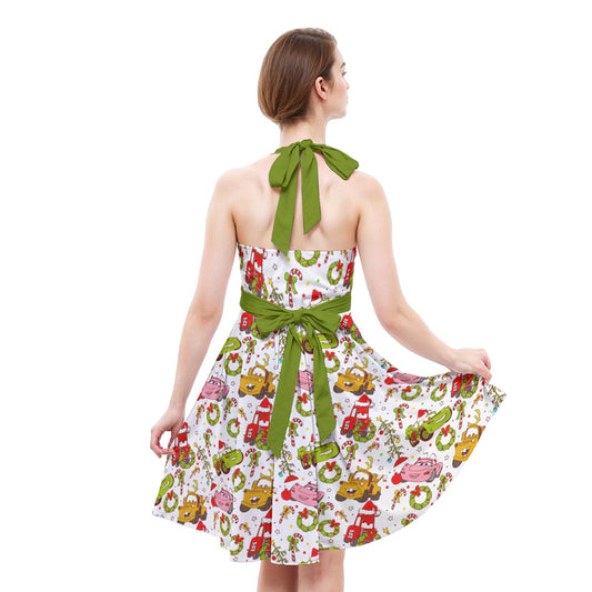Holiday Race Day - Women's Halter Vintage Pocket Dress