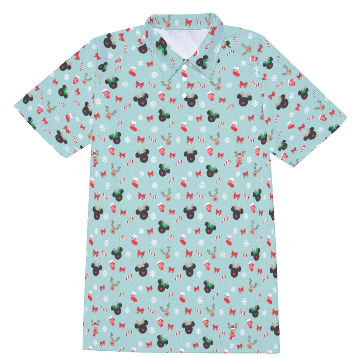 Festive Reindeer Mouse Holiday - Men's Polo Shirt