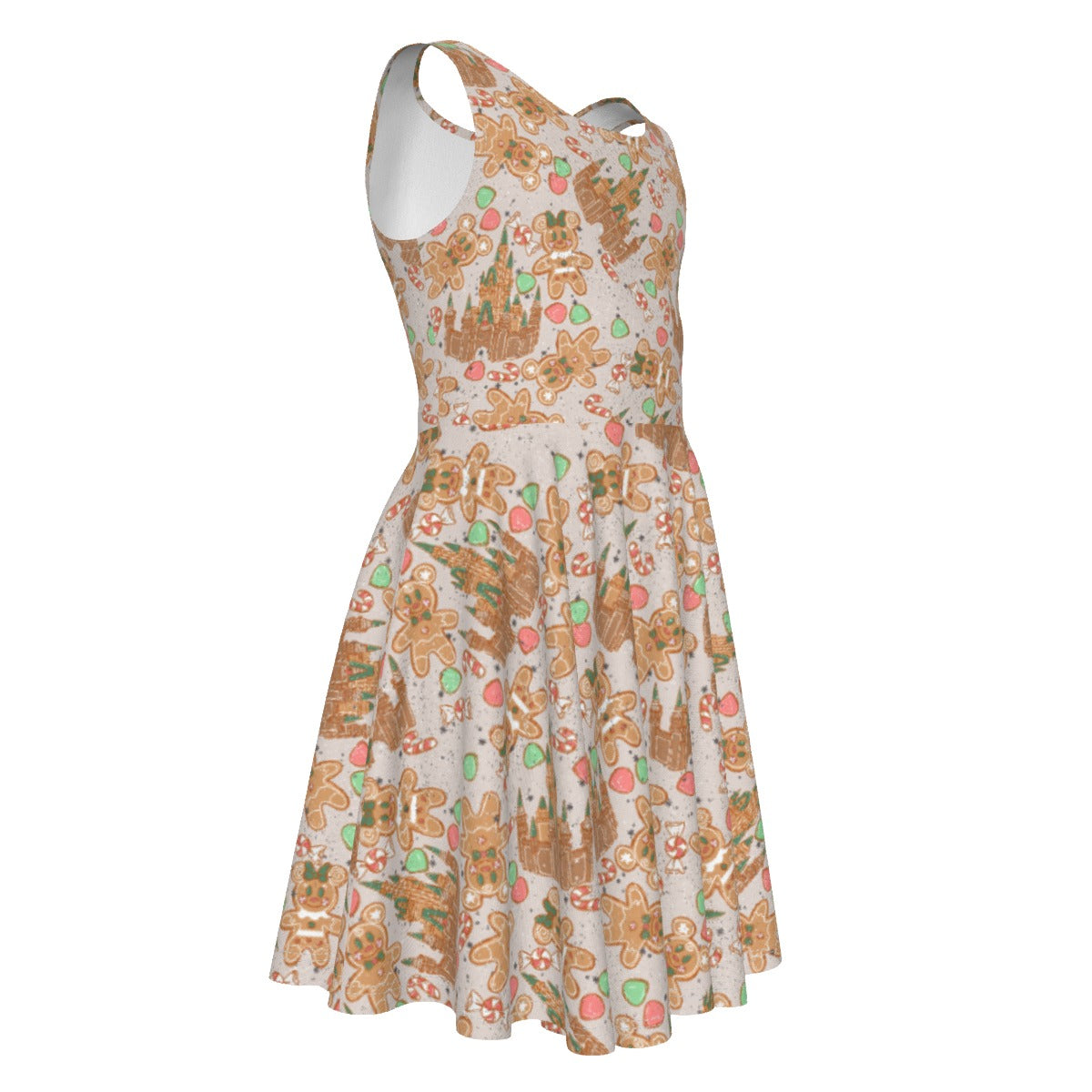 Festive Gingerbread Treats - Kid's Sleeveless Skater Dress