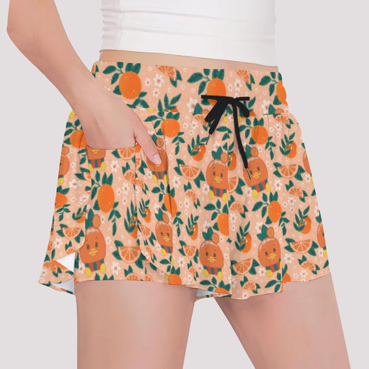 Juicy Citrus Friend - Girls’ Flowy Pocket Shorts