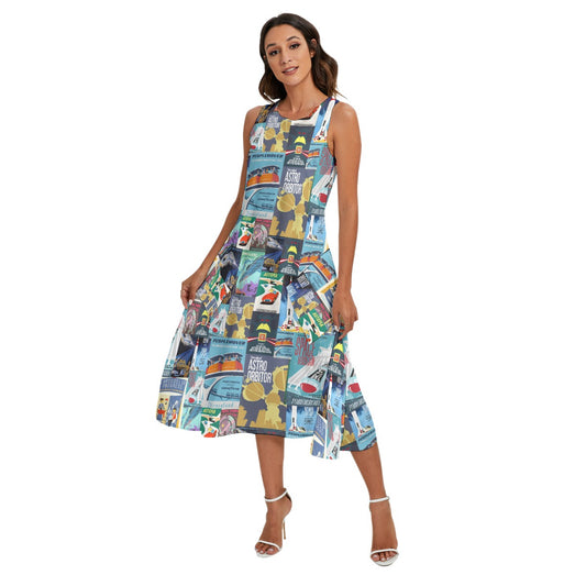 Vintage Tomorrow Ride Posters - Women’s Diagonal Pocket Midi Dress
