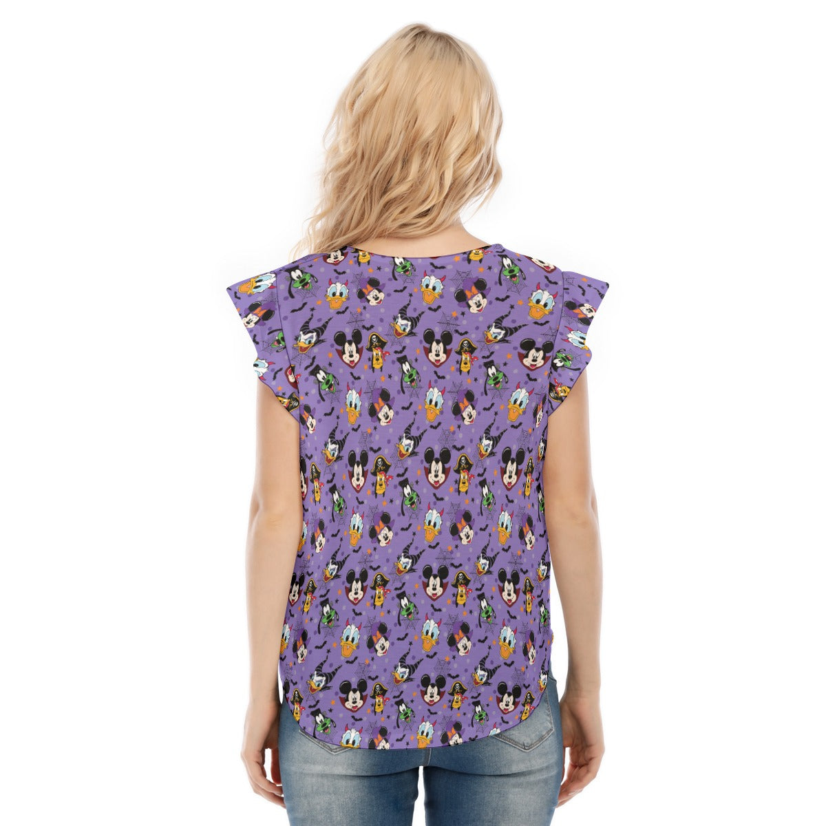 Halloween Friends in Costume - Women’s Flutter Sleeve Top