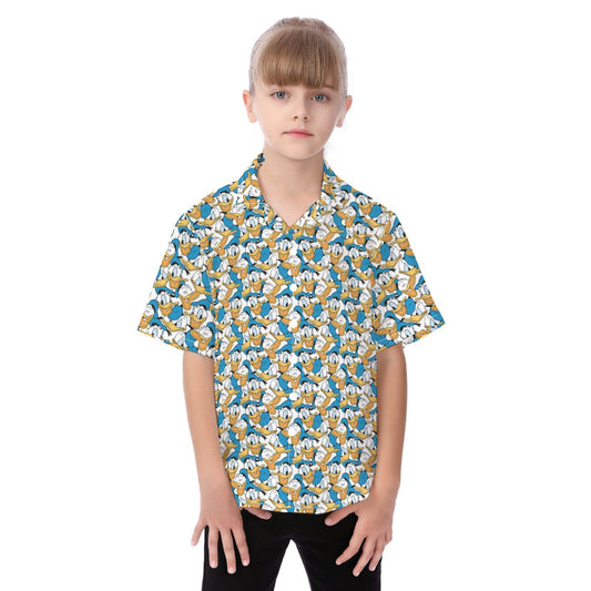 Many Faces of Feisty Duck - Kid's Hawaiian Button Up Shirt