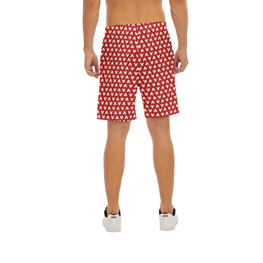Playful Polka Dot Ears Red - Men’s Pocket Beach Shorts