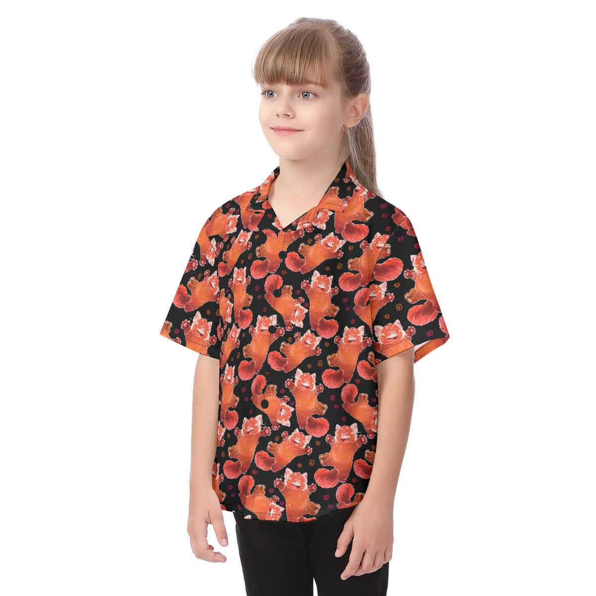 Scribbly Red Panda - Kid's Hawaiian Button Up Shirt