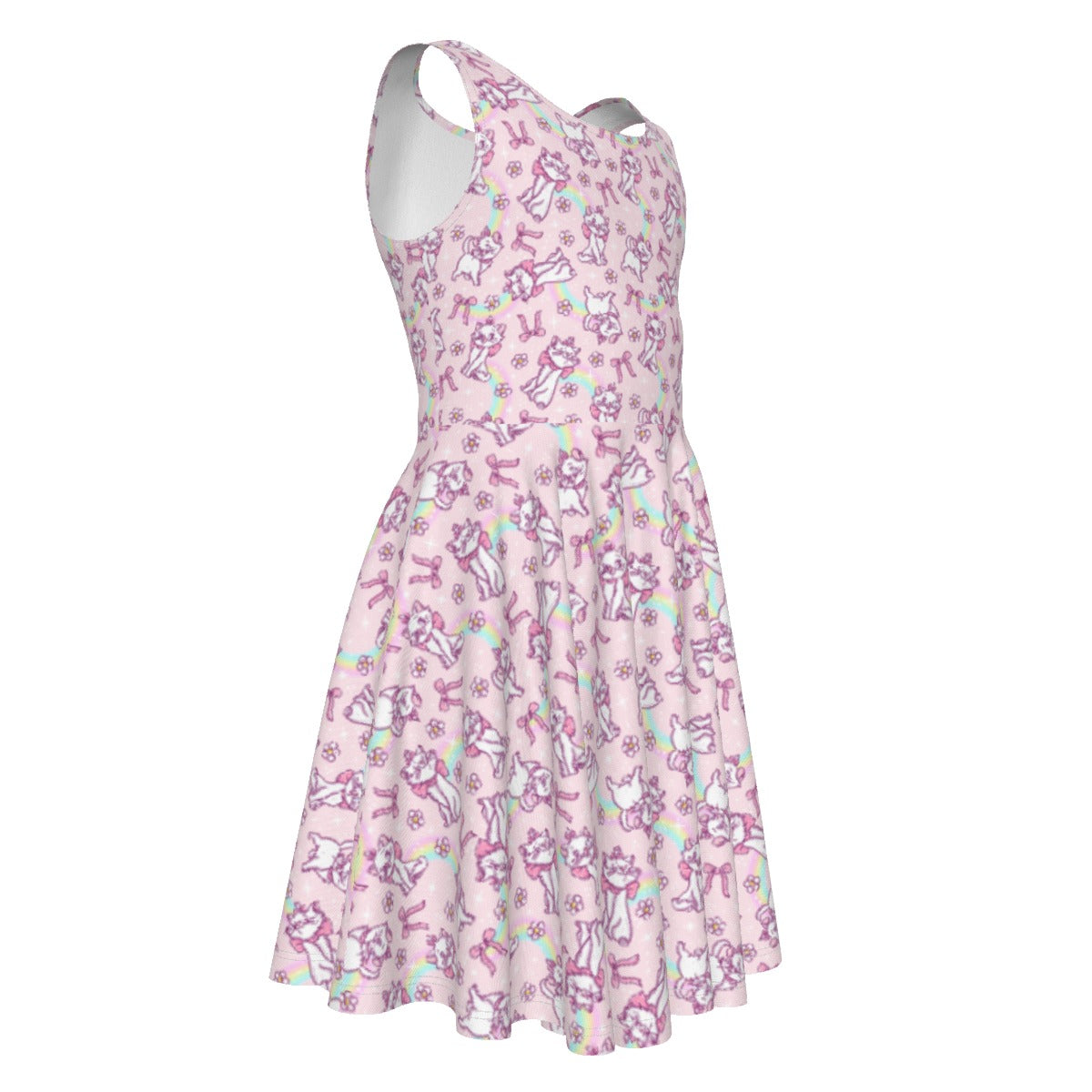 Rainbow Bow Kitty - Kid's Sleeveless Skater Dress
