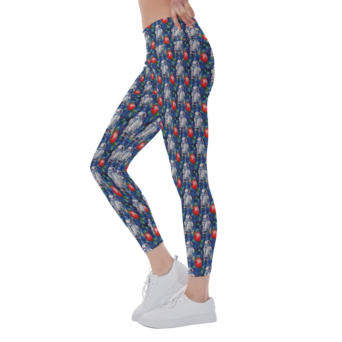 Little Blue Christmas Droid - Women's Yoga Leggings