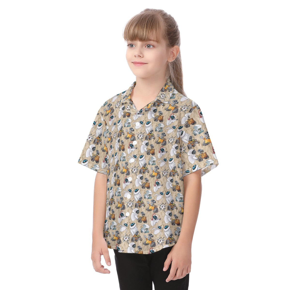 Robot Romance Sketchedched - Kid's Hawaiian Button Up Shirt