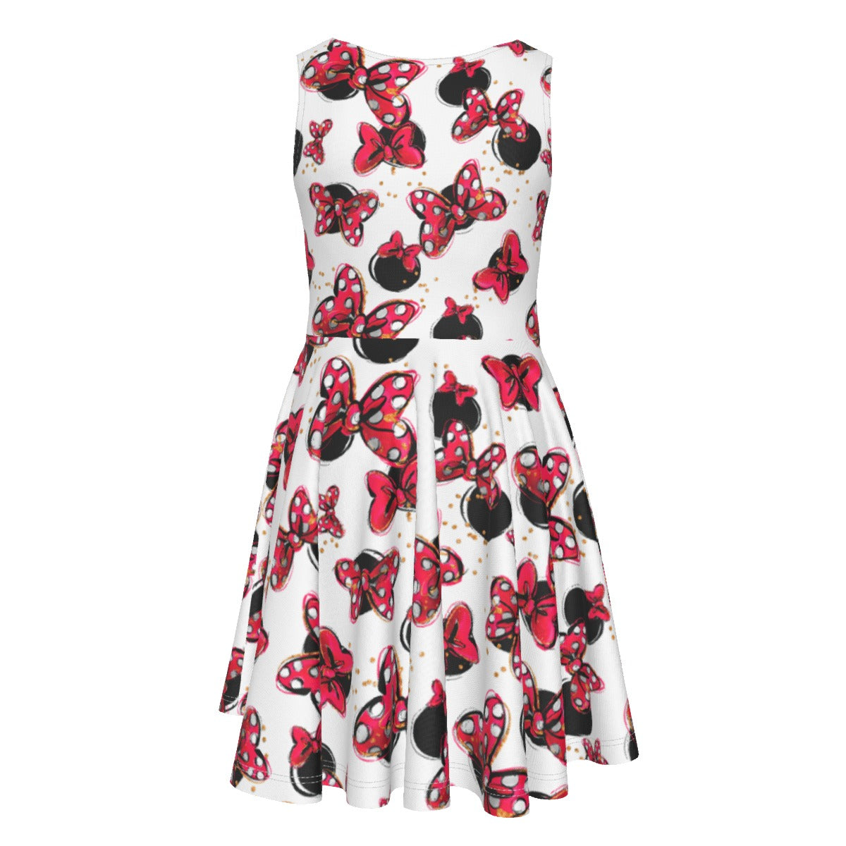 Polka Dot Bows & Mouse Ears- Kid's Sleeveless Skater Dress