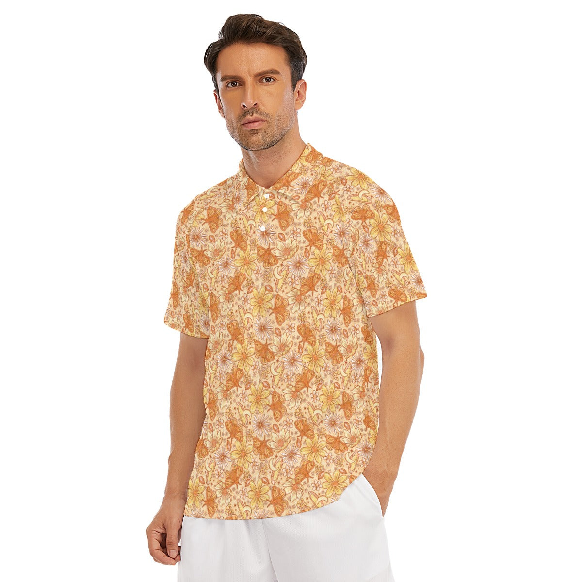 Orange Crystal Moths - Men's Polo Shirt