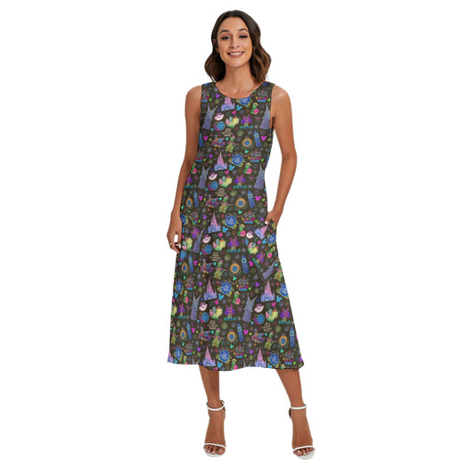 Main Street Neon Parade - Women’s Diagonal Pocket Midi Dress