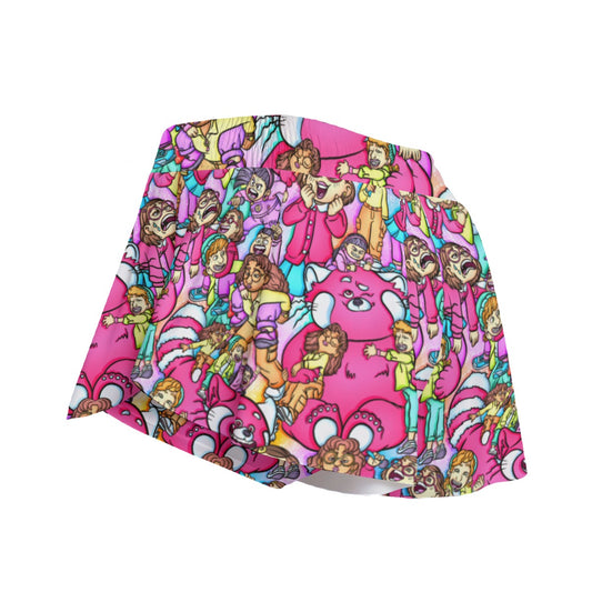 Red Panda Chaos Scenes - Women's Flowy Pocket Shorts